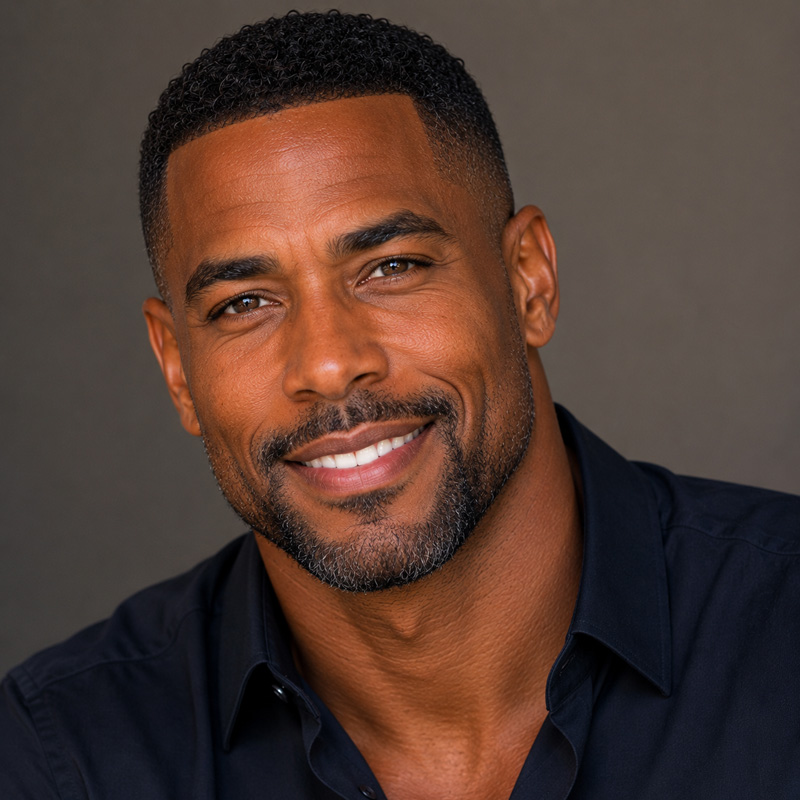 Smiling man with short hair and a beard.